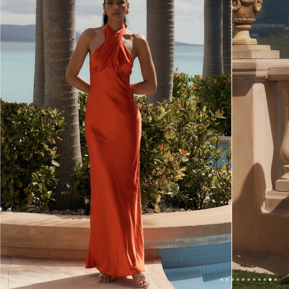 STUNNING red maxi gown - satin
